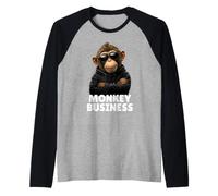 Monkey Business in Leather Jacket and Sunglasses. Raglan Baseball Tee