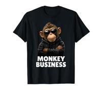 Monkey Business in Leather Jacket and Sunglasses. T-Shirt