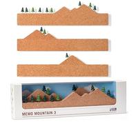 Monkey Business Memo Mountain 3 Cork Board Strips - Corkboard Pin Boards with Mountain Scene Pushpins, Office Accessories, Cute Cork Boards for Walls