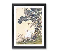 Monkey By Lang Shining Asian Japanese Framed Print | A2 Black Framed Wall Art | Ready to Hang | Asian Animal Picture | Living Room Bedroom Lounge Office