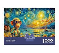 Monkey by Sea 1000-Piece Jigsaws for Adults Artistic Starry-style Fun, Challenging Home Decoration High Difficulty Artistic Puzzle Collection 70x50cm/1000pcs