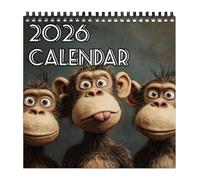 Monkey Calendar 2026 - Cartoon Monkey Theme Double Sided Monthly Planner | Daily Inspirational Quotes Thick Paper Calendar January to December | 12 Months Planner - Home Office Wall Desktop