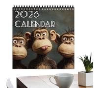 Monkey Calendar 2026 - Wall Hanging Schedule, Yearly Organizer Layout, Portable Primates Art Display Print | Creative Time Management Gear For Organizing Planning Appointments Scheduling Kitchen