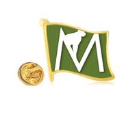monkey clim outline, overlooking Golden Metal Flag Lapel Pin Badge