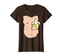 Monkey Costume Ape Gorilla Costume Monkey T-Shirt, Women, Brown, X-Small