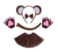 Monkey Costume Set With Headband Tail Bowtie Glove Skirt Halloween Monkey Dress Up Outfit For Kid Boy Girl Christmas Birthday Parties