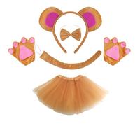 Monkey Costume Set With Headband Tail Bowtie Glove Skirt Halloween Monkey Dress Up Outfit For Kid Boy Girl Christmas Birthday Parties