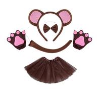Monkey Costume Set With Headband Tail Bowtie Glove Skirt Halloween Monkey Dress Up Outfit For Kid Boy Girl Christmas Birthday Parties