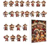 Monkey Countdown Calendar - 2D Christmas Countdown Monkey Ornaments,Seasonal Decor for Offices Car Party Home Birthday Room Holiday Classroom Dormitory
