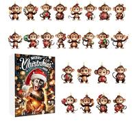 Monkey Countdown Calendar | 2D Cute Christmas Monkey Pendant,Seasonal Decor for Offices Car Party Home Birthday Room Holiday Classroom Dormitory