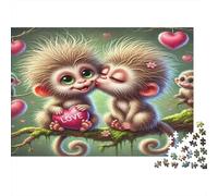 Monkey Couple 1000 Piece Jigsaw Puzzle Paper for Adults Love Jungle Puzzle Game for Family Focus Decor Gift 52x38cm/1000pcs