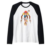 Monkey Cyclist Illustration For Bike Lovers Raglan Baseball Tee