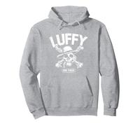 Monkey D Luffy Straw Hat Pirates Skull Crossbones Anime Pullover Hoodie, Adult Unisex, Heather Grey, XX-Large