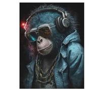 Monkey DJ Adults Wooden Jigsaw Puzzle, for Kids Wooden Puzzles Toys Family Game Play,Brain Training 500 Piece 55×41cm