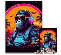 Monkey Dj Music 1000Pc Adults Jigsaw Puzzle cardboard Jigsaw Puzzles Fun at Home Activities, Birthday Present, Travel Gifts 26X38CM/10.23x14.96inch
