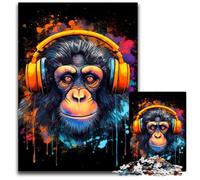 Monkey Dj Music 1000Pc Adults Jigsaw Puzzle Wooden Jigsaw Puzzles for Adults Interactive Family Game, Brain Challenge, Educational Toy 50x75CM/19.68x29.52inch