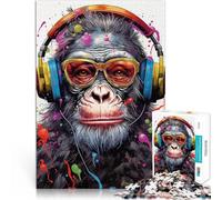 Monkey Dj Musicpuzzles for adults 1000 pieces Challenging To Complete But Fun And Humorous with Matching Poster and Trivia Sheet 38x26cm