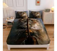 Monkey Double Fitted Sheet Wildlife 3D Printed Bedding Double Bed Set Soft Microfibre Fitted Sheet Deep Pocket 12-inch, Bed Cover 135x190x30cm with 2 Pillowcase sd852