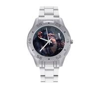 Monkey Drinking Wine Quartz Wrist Watch Stainless Steel Watches for Men Women Easy to Read
