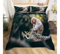 Monkey Duvet Cover King Size Animal Bedding Quilt Cover 3 Pcs, 3D Boy Girl Print Reversible Bedding Set Ultra Soft Brushed Microfiber Bed Set Bedroom Decor, 2 Pillowcases 2039e