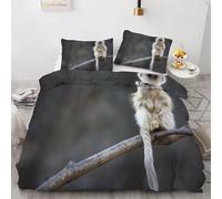 Monkey Duvet Cover King Size Animal Bedding Quilt Cover 3 Pcs, 3D Gray Print Reversible Bedding Set Ultra Soft Brushed Microfiber Bed Set Bedroom Decor, 2 Pillowcases b1877