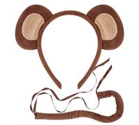 Monkey Ears And Tail Costume Kit, Fashionable Animal Accessory Set With Headband And Tails, Comfortable Cosplay Outfit For Halloween, Dress-Up, Themed Parties, School Plays, Photo Props