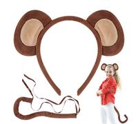 Monkey Ears & Tail - Monkeys Set, Child Halloween Cosplay Ears Tail | Lightweight Monkey Accessory Kit With Band Ears, Comfortable Animal Costume Set Po