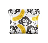 Monkey Face Banana Seamless Squeeze Coin Purse Pouch Change Holder PU Leather Mini Wallet Coin Pocket for Women Girls Men