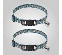 Monkey Face Blue Simple Puppy Dog Collar Release Buckle Dog Collars for Males 2 Pcs