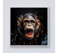 Monkey Face Splashart Framed Canvas