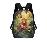 Monkey Family in Jungle Backpack, 3D Printed School Bag, School Lunch Bag, Travel Backpack, Friends Backpack, School Backpack for Girls And Boys 17inch