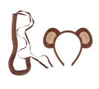 Monkey Fancy Costume - Monkey Ears | Lightweight Accessory Kit With Headband Ears | Long Tail, Brown Costume Animals Ears Tail For Adults Kids Dress Up Halloween Carnival Cosplay