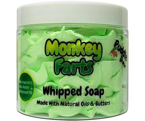 Monkey Farts Whipped Soap Body Wash - 150g - Natural Oils and Butters - Fruity Scent - Vegan Friendly - Puddle of Wax - Made in the UK