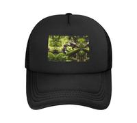 Monkey Fight Black Printed Adjustable Mesh Baseball Cap - Unisex, Outdoor Running and Fishing Sun Hat, Black, One Size