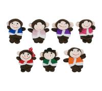 Monkey Finger Puppets - Brown, 7Pcs Plush Figures Toys, Funny Finger Puppet Set, Soft Stuffed Animals, Story Time Learning Aid, 3 Inch Tall | School, Role Playing, Party, Preschool, Kindergarten, Dayc