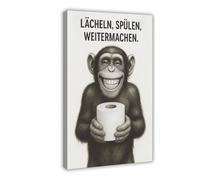 Monkey Fun Bathroom Poster Canvas Poster Bedroom Decor Landscape Office Room Decor Gift 16x24inch(40x60cm)