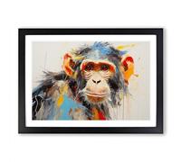 Monkey Gestural Framed Print | A2 Black Framed Wall Art | Ready to Hang | Eclectic Animal Picture | Living Room Bedroom Lounge Office