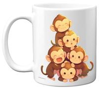 Monkey Gifts - Pyramid of Animals - Happy Birthday Gifts Monkey Mother's Day Presents, Gift Father's Day, 11oz Ceramic Dishwasher Safe Premium Mugs