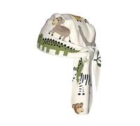 Monkey Giraffe Zebra Crocodile Leaf Printed Quick Drying Cycling Cap, Breathable Mesh Bandana Helmet Liner, for Running Fishing