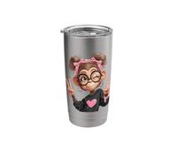 Monkey Girl Double Peace Sign Winking Glasses Pop Graphic Stainless Steel Insulated Tumbler