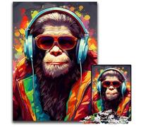 Monkey Headphones 1000-Piece Jigsaw Puzzle Puzzles for Adults Home Decor Brain Teaser Game for Teenagers & Family Interaction 50x75CM/19.68x29.52inch