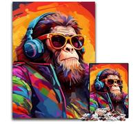 Monkey Headphones 1000 Pieces Puzzles for Adults Challenging Puzzles Interactive Family Game, Brain Challenge, Educational Toy 50x75CM/19.68x29.52inch