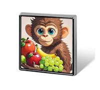 Monkey Holding Fruit Button Pin Classic Cute Heart Shape Brooch Exquisite Fashionable Badge Elegant Lapel Pin Personalized Pins Button for Clothing Backpack Hat Jackets Decorate