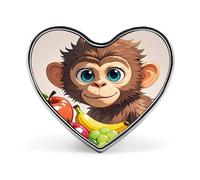 Monkey Holding Fruit Button Pin Design Your Own Personalized Pin Cute Button Badge Exquisite Heart Badge Fashion Brooch Metal Decorative Lapel Pins for Hat Clothes Backpack