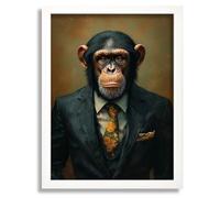 Monkey In A Suit Wall Art Print Animal Framed Picture Monkey Artwork Ape Gift A4 Poster on Canvas - Wall Art Home Decor Movie Poster Canvas Film Cinema Retro Vintage Cult Classic Nostargic Saga Moder