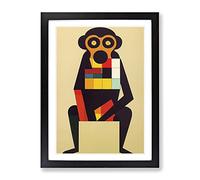 Monkey In Abstract No.1 Framed Print | A2 Black Framed Wall Art | Ready to Hang | Abstract Animal Picture | Living Room Bedroom Lounge Office