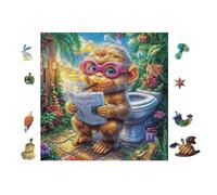 Monkey in Bathroom 100 Piece Complete DIY Jigsaw Puzzle Collectors Mind Relaxation Educational Decorative Puzzle Gifts for Adults Recycled Cardboard 28x28cm