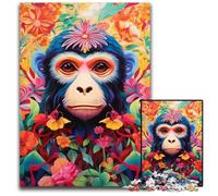 Monkey in Colorful Jungle Jigsaw Puzzles 1000 Pieces for Adults Challenging Puzzles Birthday Gift Idea, Challenging Brain Teaser Game 26X38CM/10.23x14.96inch
