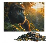 Monkey in Jungle Double Exposition Jigsaw Puzzle for Adults, 300 Pieces | A screen-free tabletop activity - a clear section-by-section approach over several sessions.