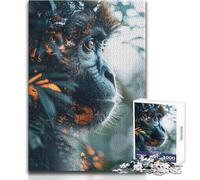 Monkey in Jungle Double Exposition Jigsaw Puzzles1000 Pieces Educational Mental Focus Game Heartwarming Special Present Idea Size 50x75cm